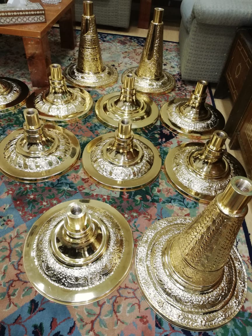 Engraved brass flag bases