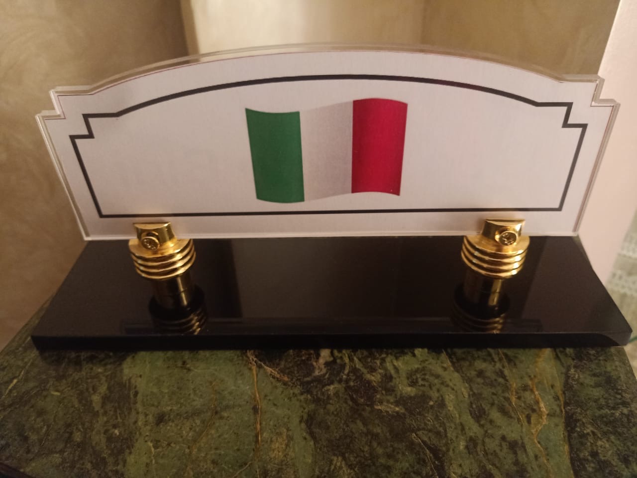 Italian flag acrylic desk nameplate