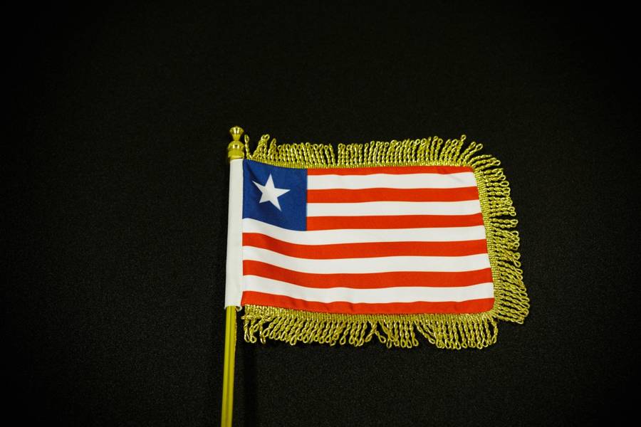 Liberia ceremonial desk flag with gold fringe